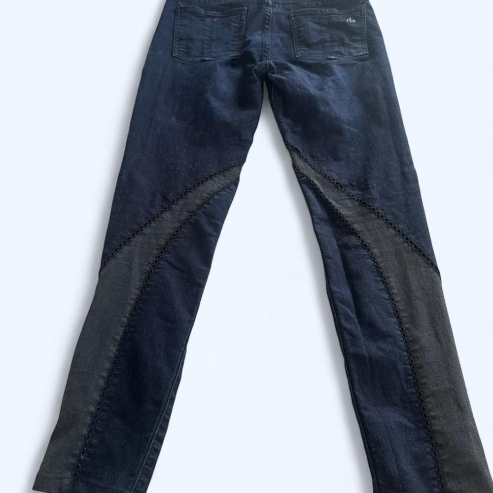 rag & bone Midnight Dark Wash Blue Lace Trim Panel Skinny Jeans Size 27 - Picture 4 of 8